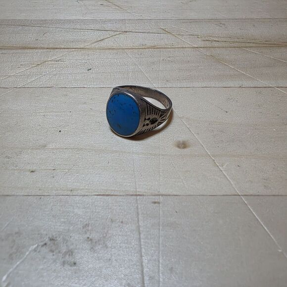 Vintage Sterling Silver 925 Navajo Southweatern Pheonix Turquouse Ring Size 7.5 - Picture 2 of 10